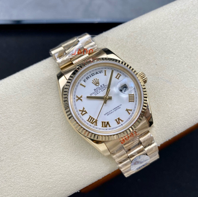 DAY-DATE 36MM GOLD CASE WHITE DIAL