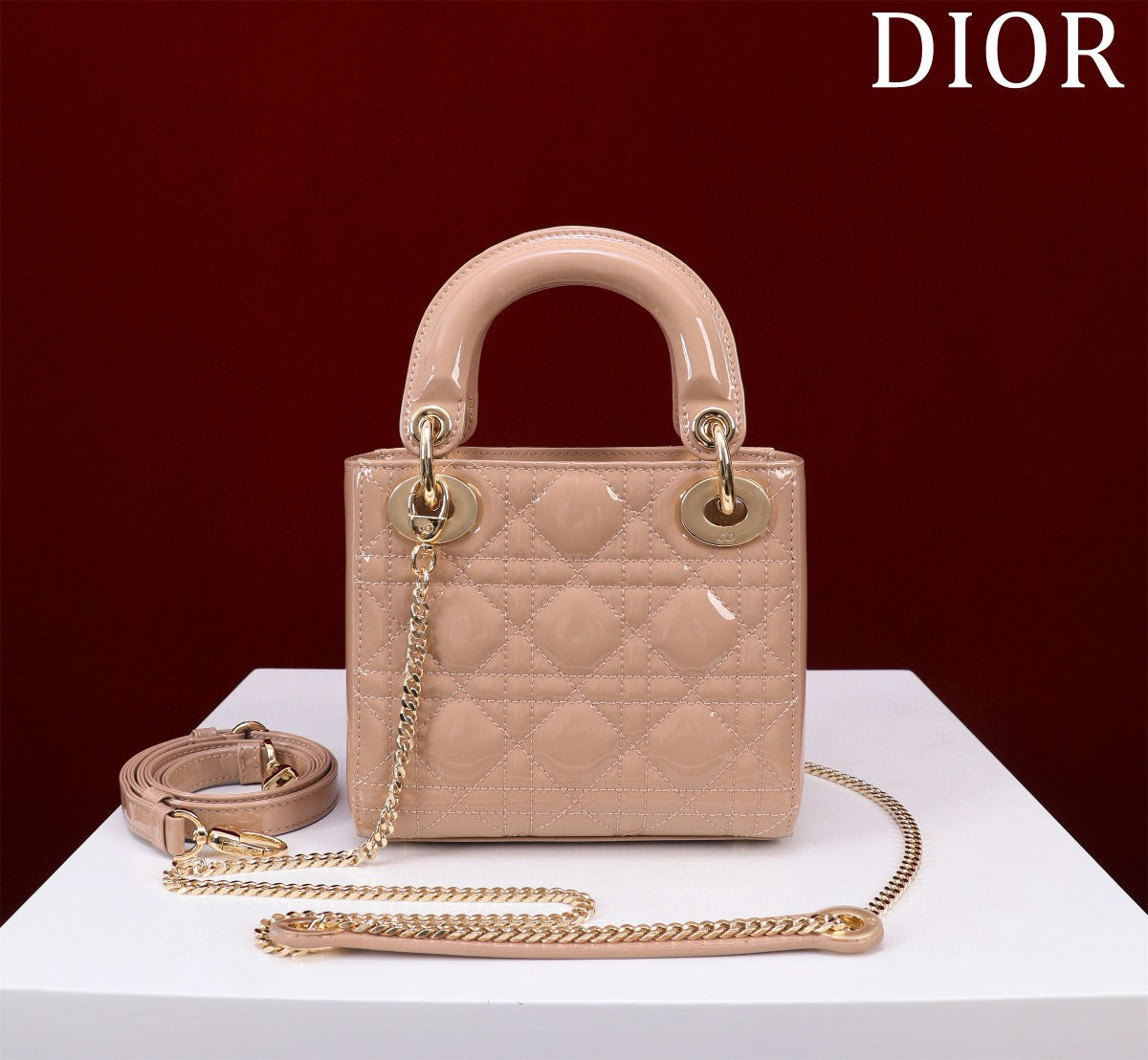 Mini Lady 17 My ABC Light Pink Patent Calfskin