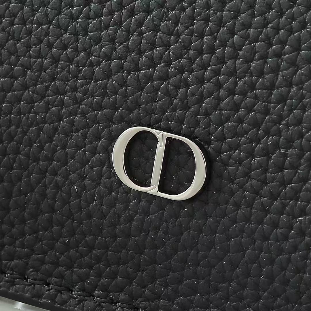 CD A5 Pouch Black Grained Calfskin with CD Icon