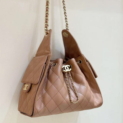 CC 25C Hobo Bag 30cm Brown Grained Calfskin