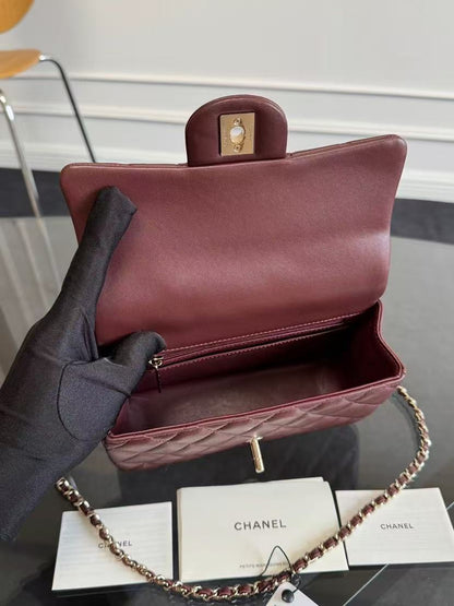 Chanel 20cm Bag Burgundy Lambskin