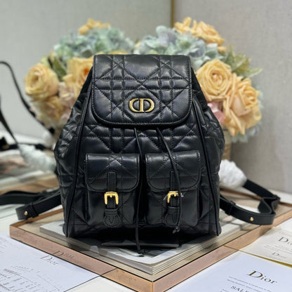 CD Caro Medium Size Backpack Black Sheepskin  23 x 26.7 x 12.5 cm