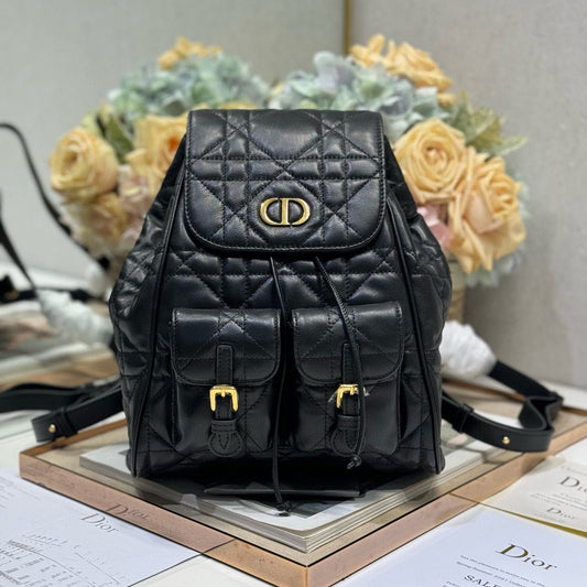 CD Caro Medium Size Backpack Black Sheepskin  23 x 26.7 x 12.5 cm