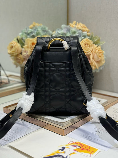 CD Caro Medium Size Backpack Black Sheepskin  23 x 26.7 x 12.5 cm