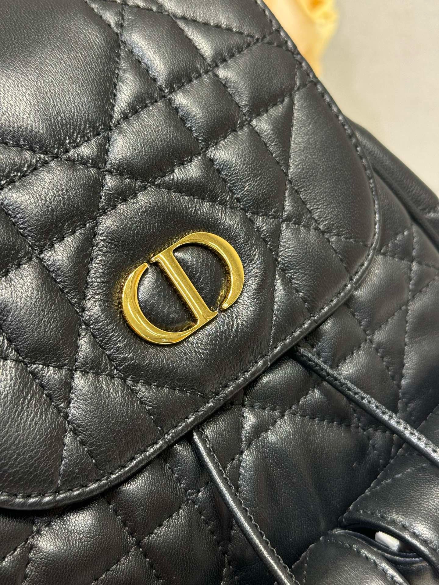 CD Caro Medium Size Backpack Black Sheepskin  23 x 26.7 x 12.5 cm