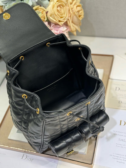 CD Caro Medium Size Backpack Black Sheepskin  23 x 26.7 x 12.5 cm