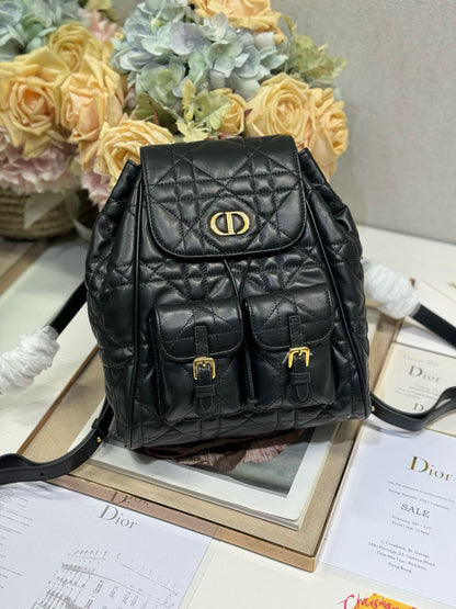 CD Caro Medium Size Backpack Black Sheepskin  23 x 26.7 x 12.5 cm
