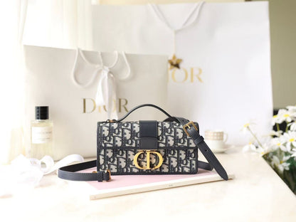 Dior Miss Montaigne Bag 20cm  Black Canvas Calfskin