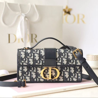Dior Miss Montaigne Bag 20cm  Black Canvas Calfskin