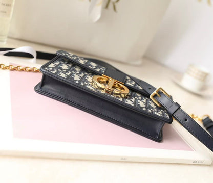 Dior Miss Montaigne Bag 20cm  Black Canvas Calfskin