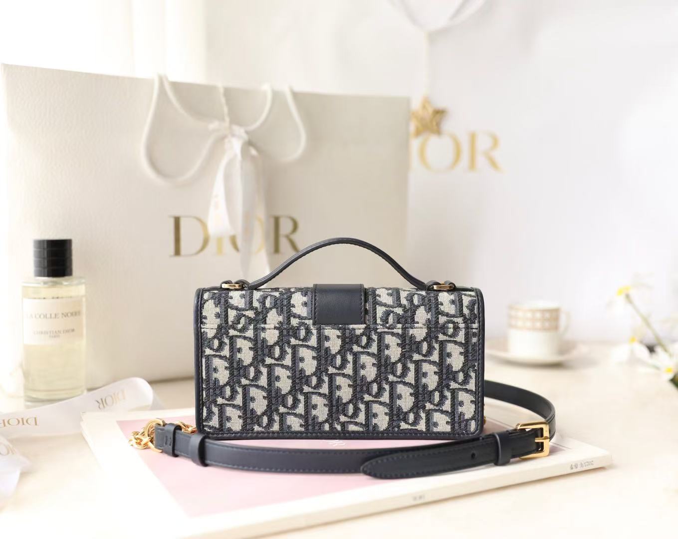 Dior Miss Montaigne Bag 20cm  Black Canvas Calfskin