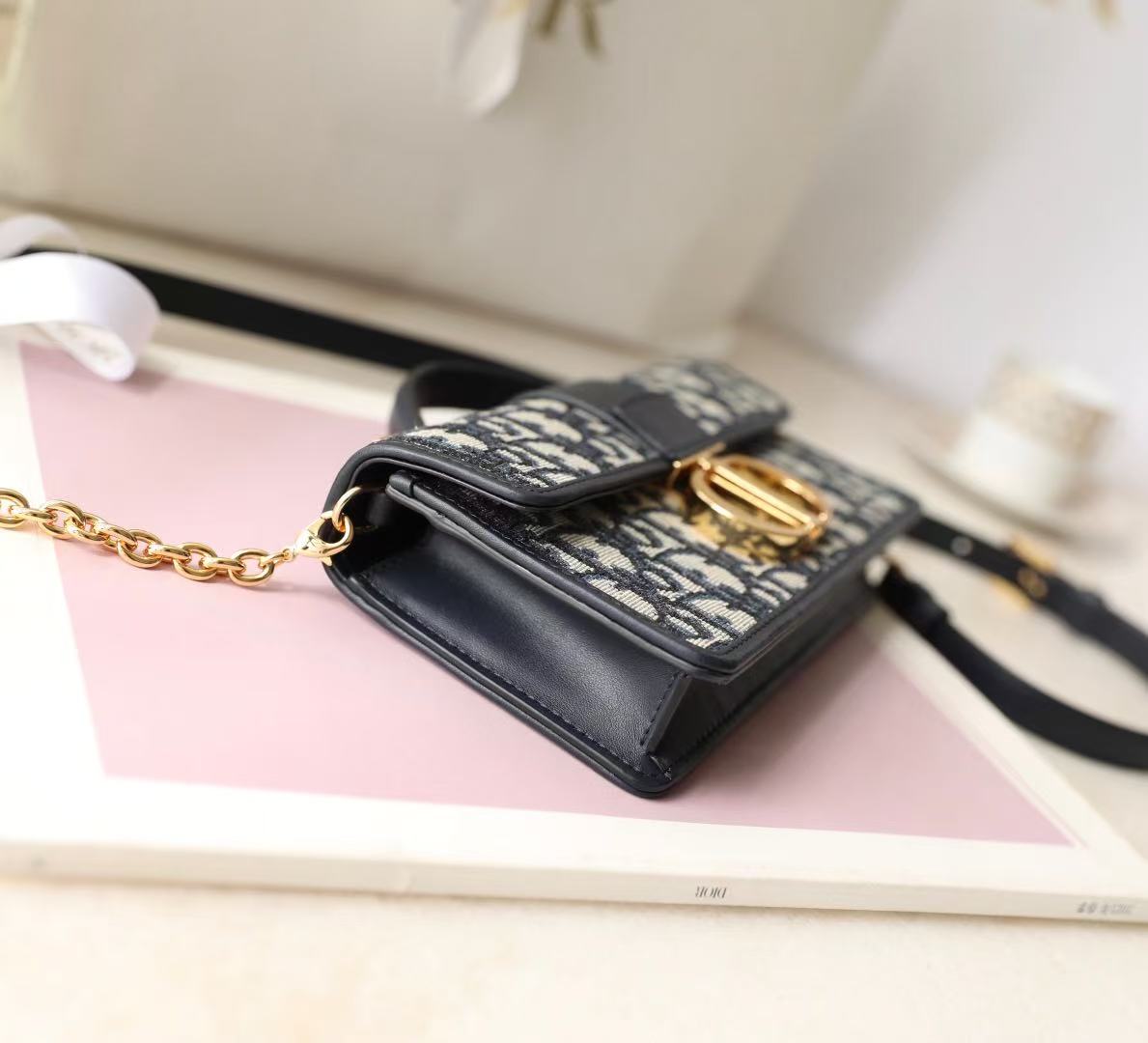 Dior Miss Montaigne Bag 20cm  Black Canvas Calfskin