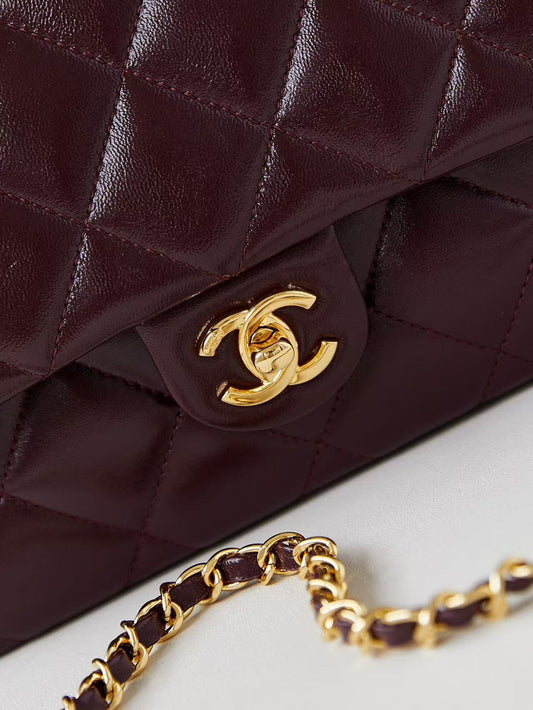 Chanel Flap Bag 25cm Wine Red Sheepskin With Gold Hardware