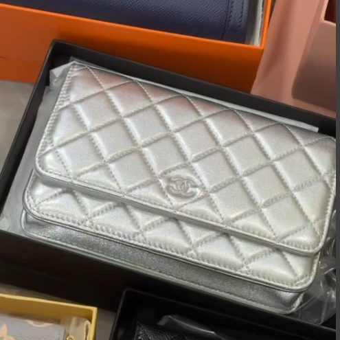 Chanel Woc Bag Silver 20cm Calfskin