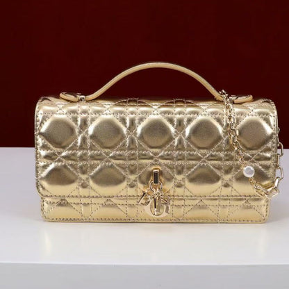CD 25 Bag Gold Metalic Lambskin