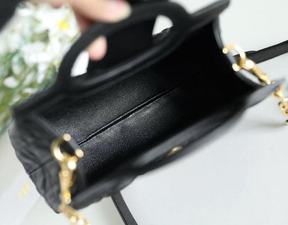 Dior 2025 Jolie Top Handle Bag Black Cannage Lambskin