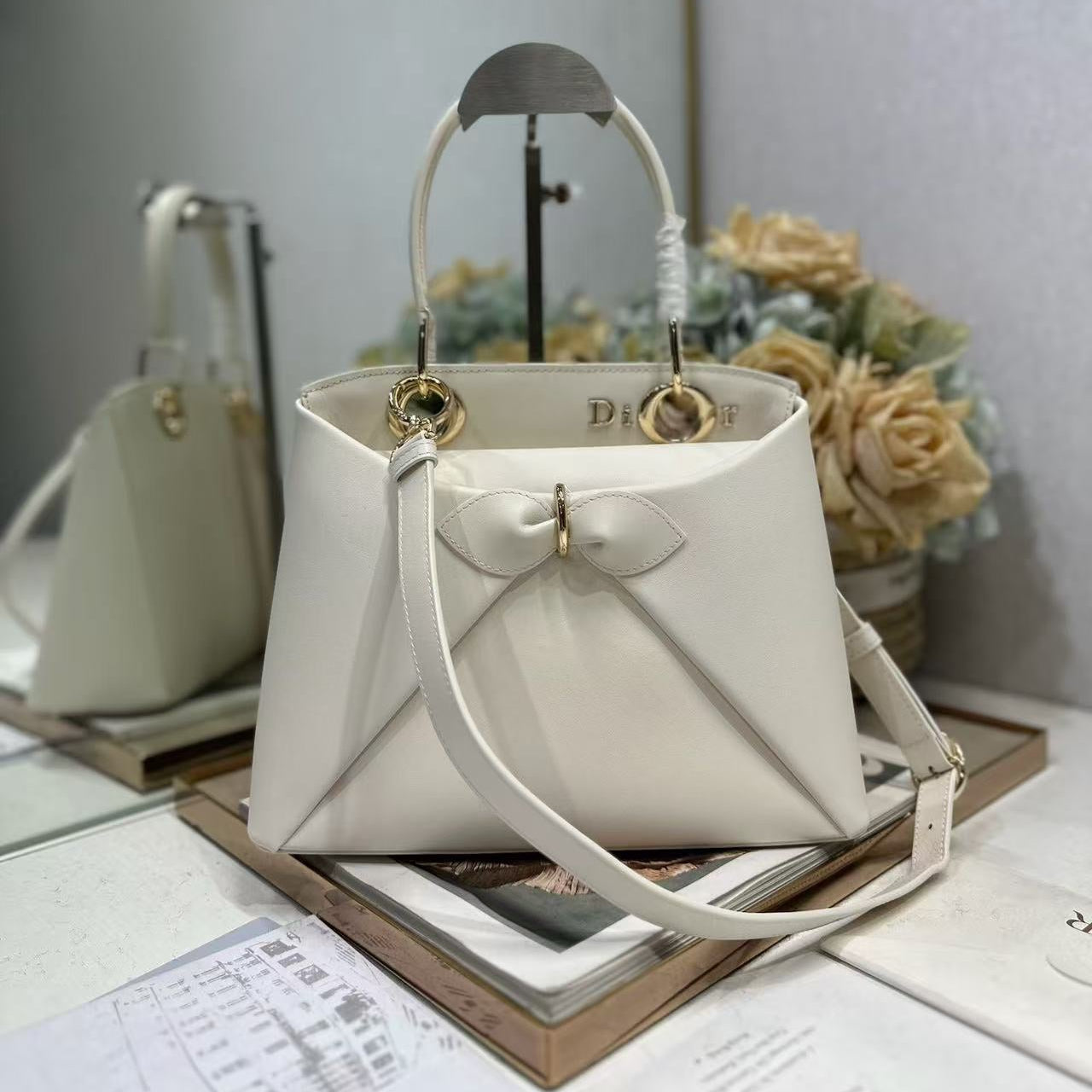CD 26s Small Cigale Bag White Lambskin