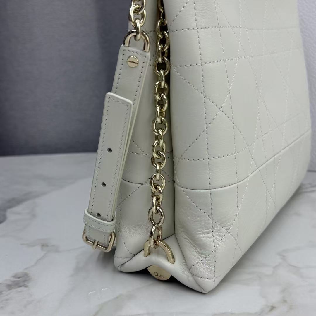 CD 26s Trianon Bag with Chain White Lambskin