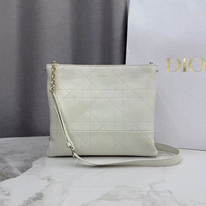 CD 26s Trianon Bag with Chain White Lambskin