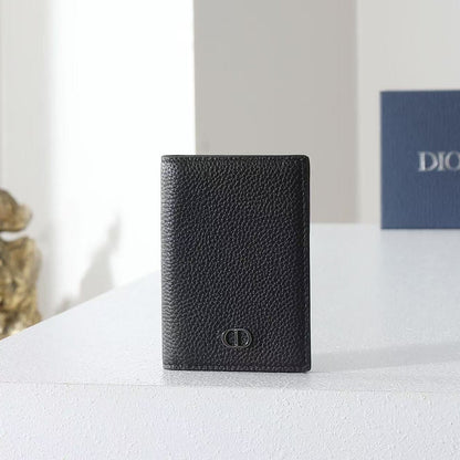 CD Icon Bifold Wallet Black Grain Leather
