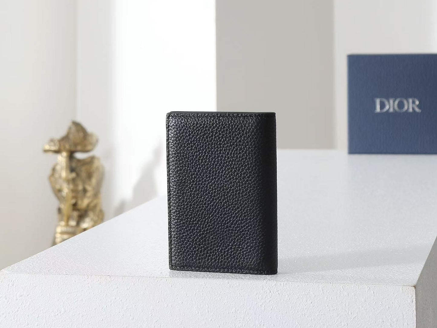 CD Icon Bifold Wallet Black Grain Leather