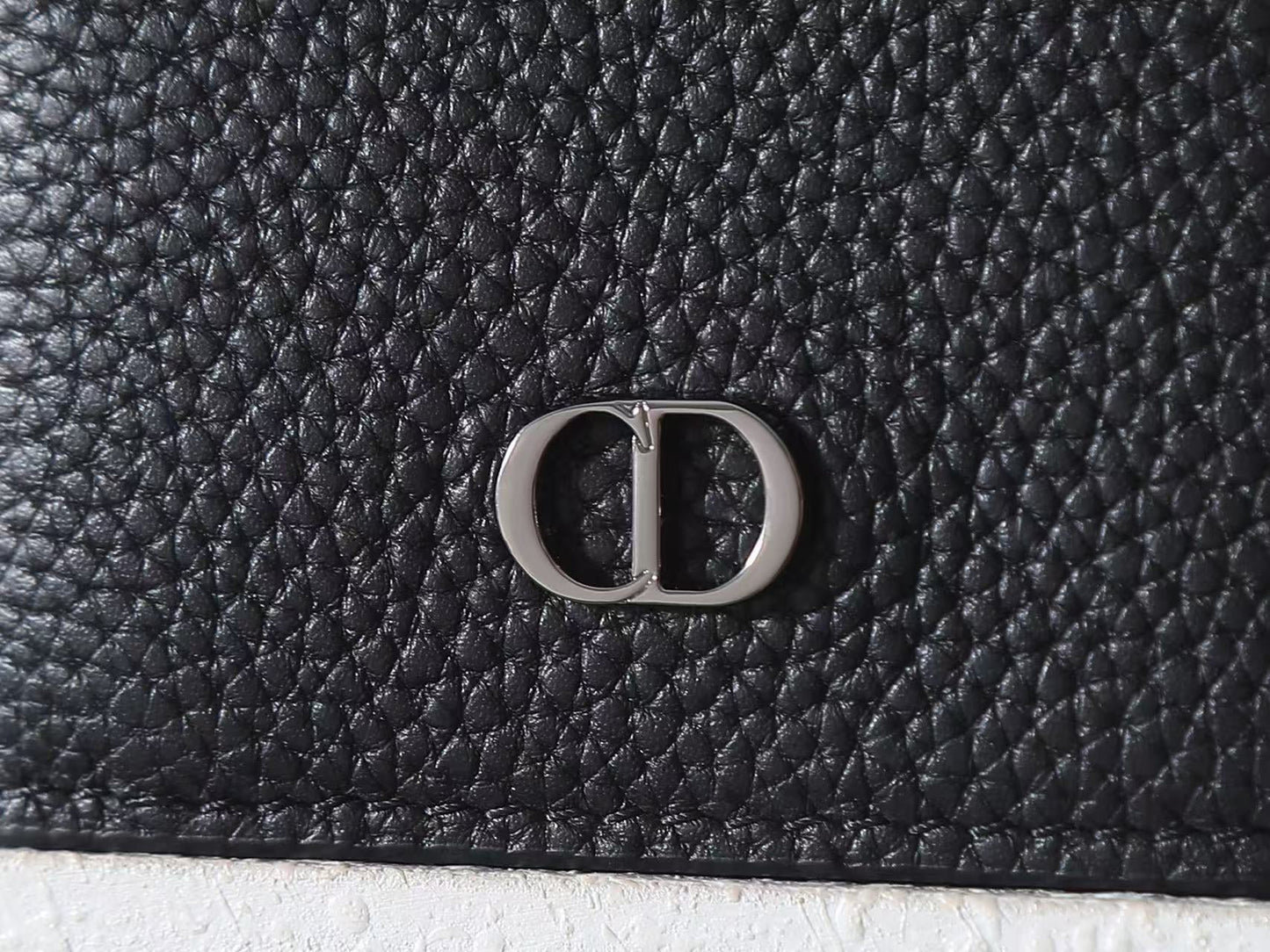 CD Icon Bifold Wallet Black Grain Leather
