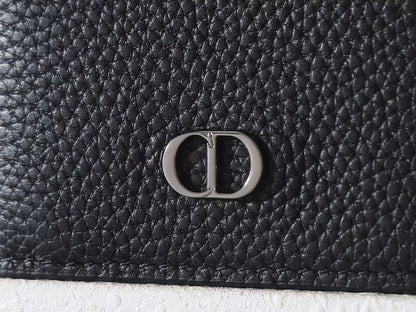 CD Icon Bifold Wallet Black Grain Leather