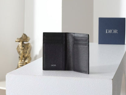 CD Icon Bifold Wallet Black Grain Leather