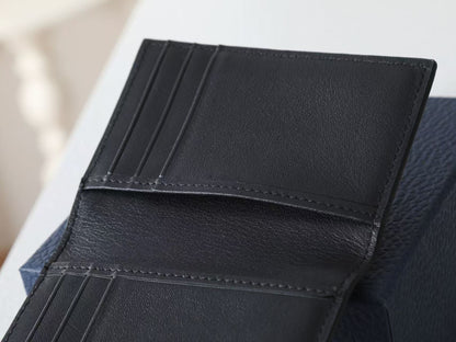 CD Icon Bifold Wallet Black Grain Leather