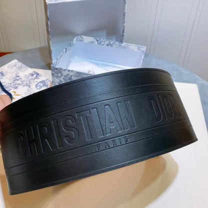 CD Double-Buckle Belt Black Gold hardware in Leather