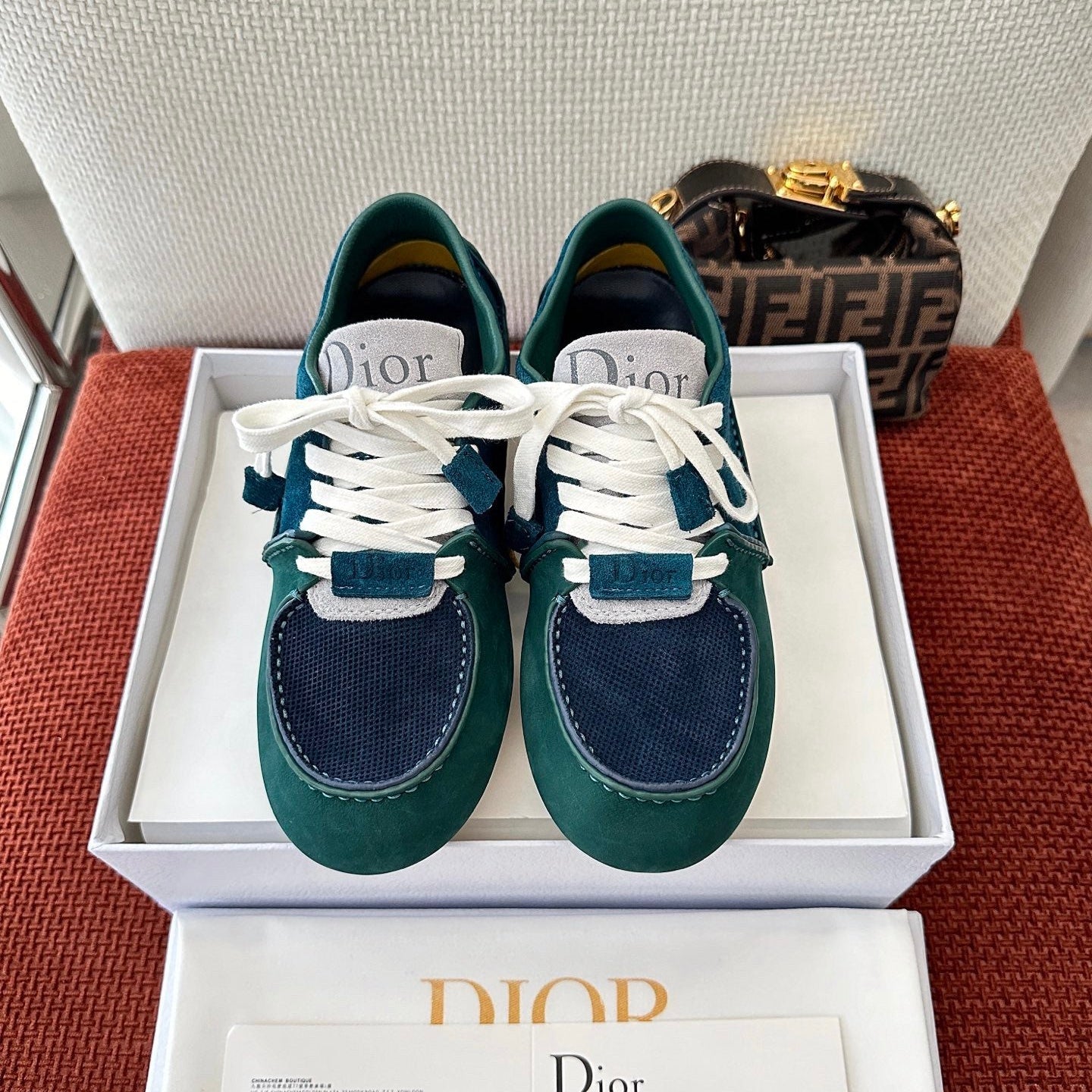 CD Roadie Green Navy Blue Suede Calfskin