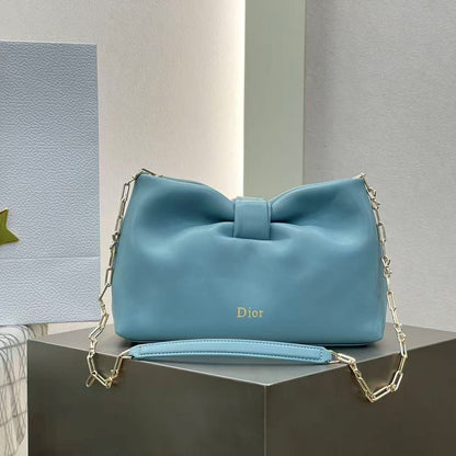 Dior 2026 Small Bow Bag 26cm Bleu Tourmaline Lambskin