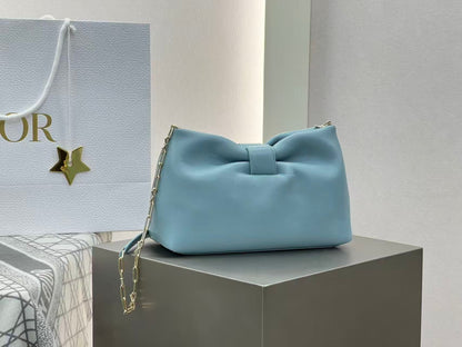 Dior 2026 Small Bow Bag 26cm Bleu Tourmaline Lambskin