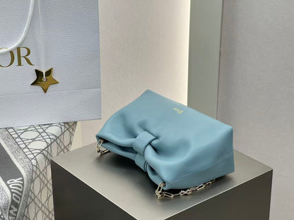 Dior 2026 Small Bow Bag 26cm Bleu Tourmaline Lambskin
