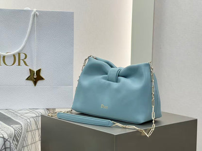 Dior 2026 Small Bow Bag 26cm Bleu Tourmaline Lambskin