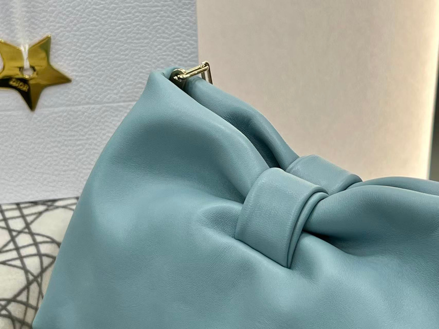 Dior 2026 Small Bow Bag 26cm Bleu Tourmaline Lambskin