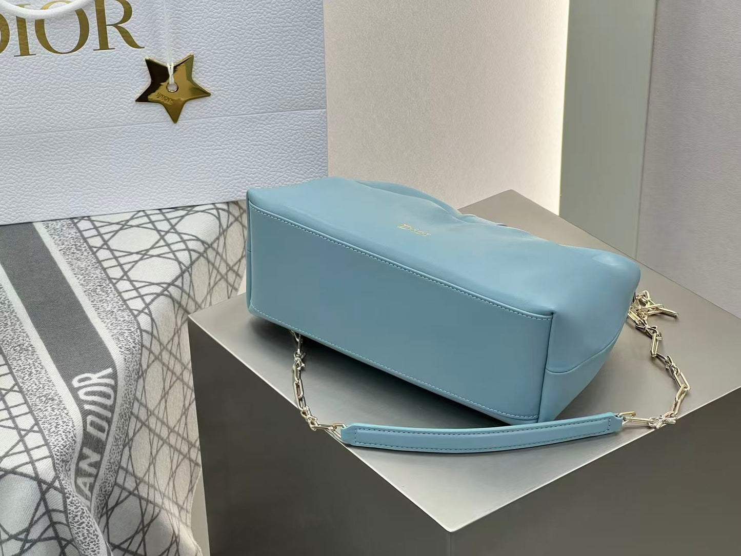 Dior 2026 Small Bow Bag 26cm Bleu Tourmaline Lambskin