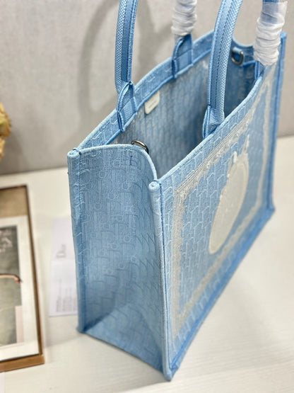 CD Book Tote Blue White in Canvas