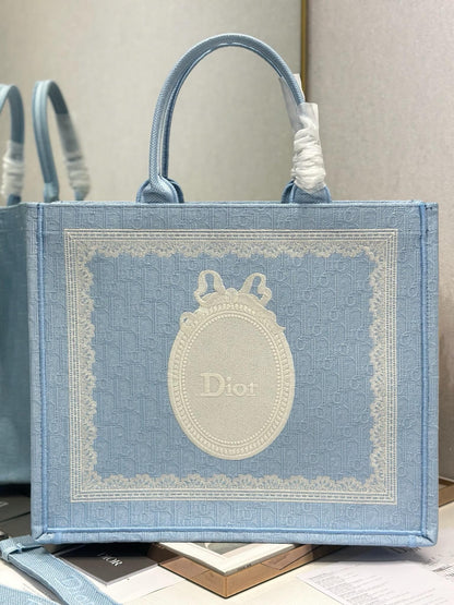 CD Book Tote Blue White in Canvas