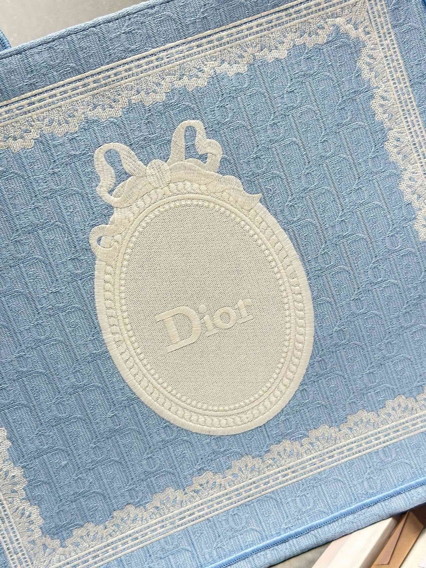 CD Book Tote Blue White in Canvas
