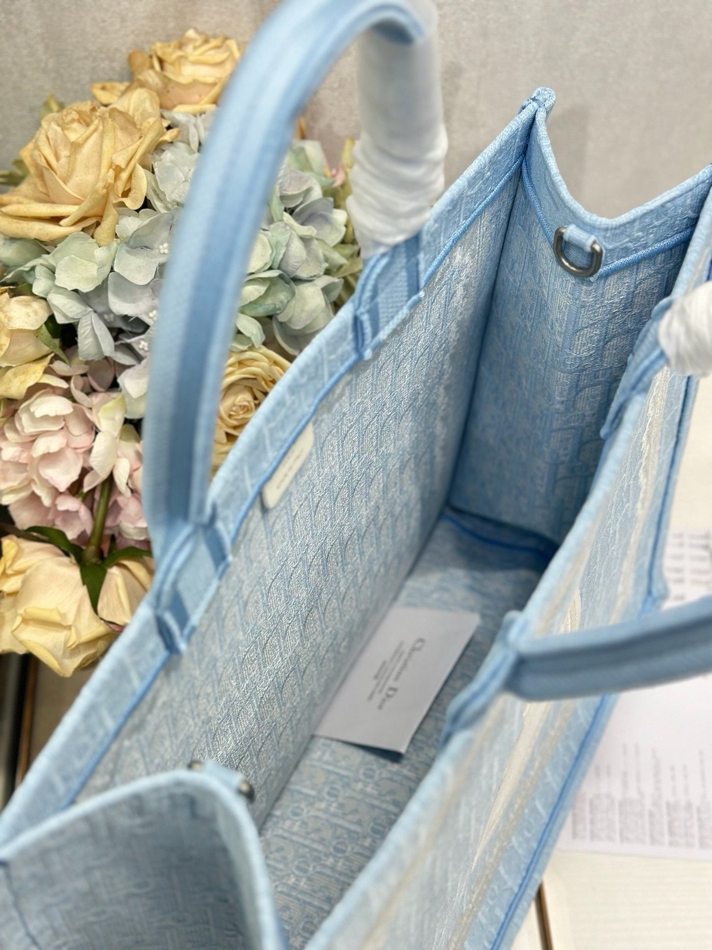CD Book Tote Blue White in Canvas