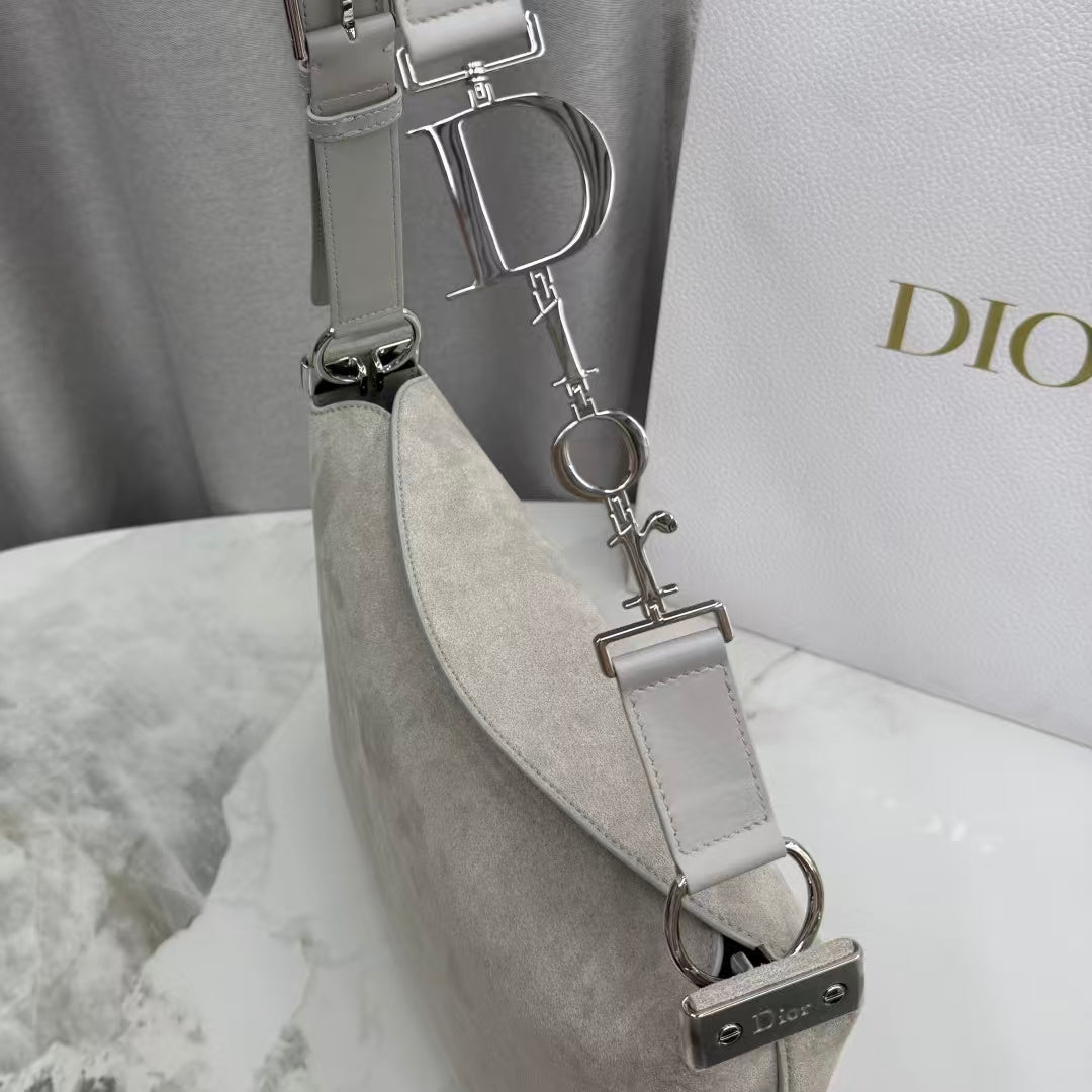 CD Diorly Shoulder Bag 31.5cm Gris Pietro Suede Leather 158564