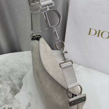 CD Diorly Shoulder Bag 31.5cm Gris Pietro Suede Leather 158564