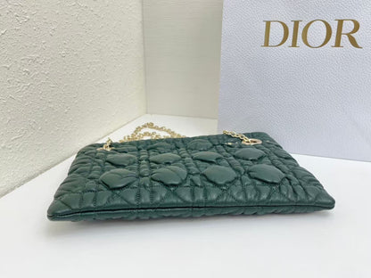 CD Small Cannage Quilted Tote Bag Deep Teal Cowhide 158910