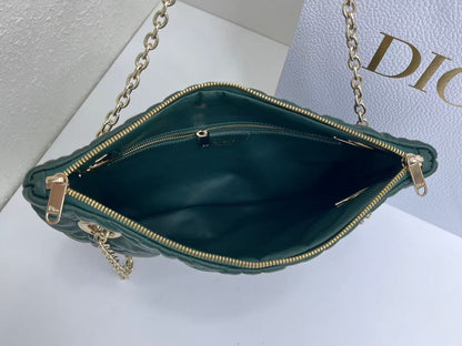 CD Small Cannage Quilted Tote Bag Deep Teal Cowhide 158910