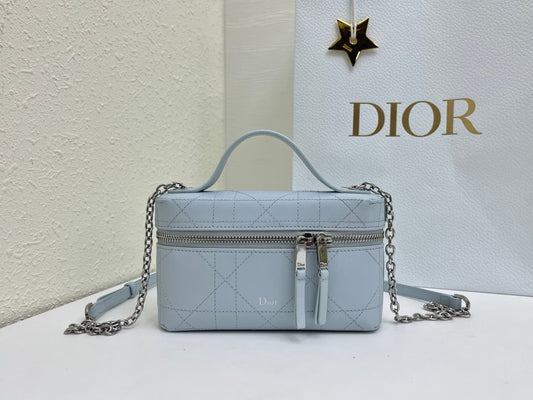 CD Trianon Soft Vanity Mini Bag Light Blue Macrocannage Lambskin