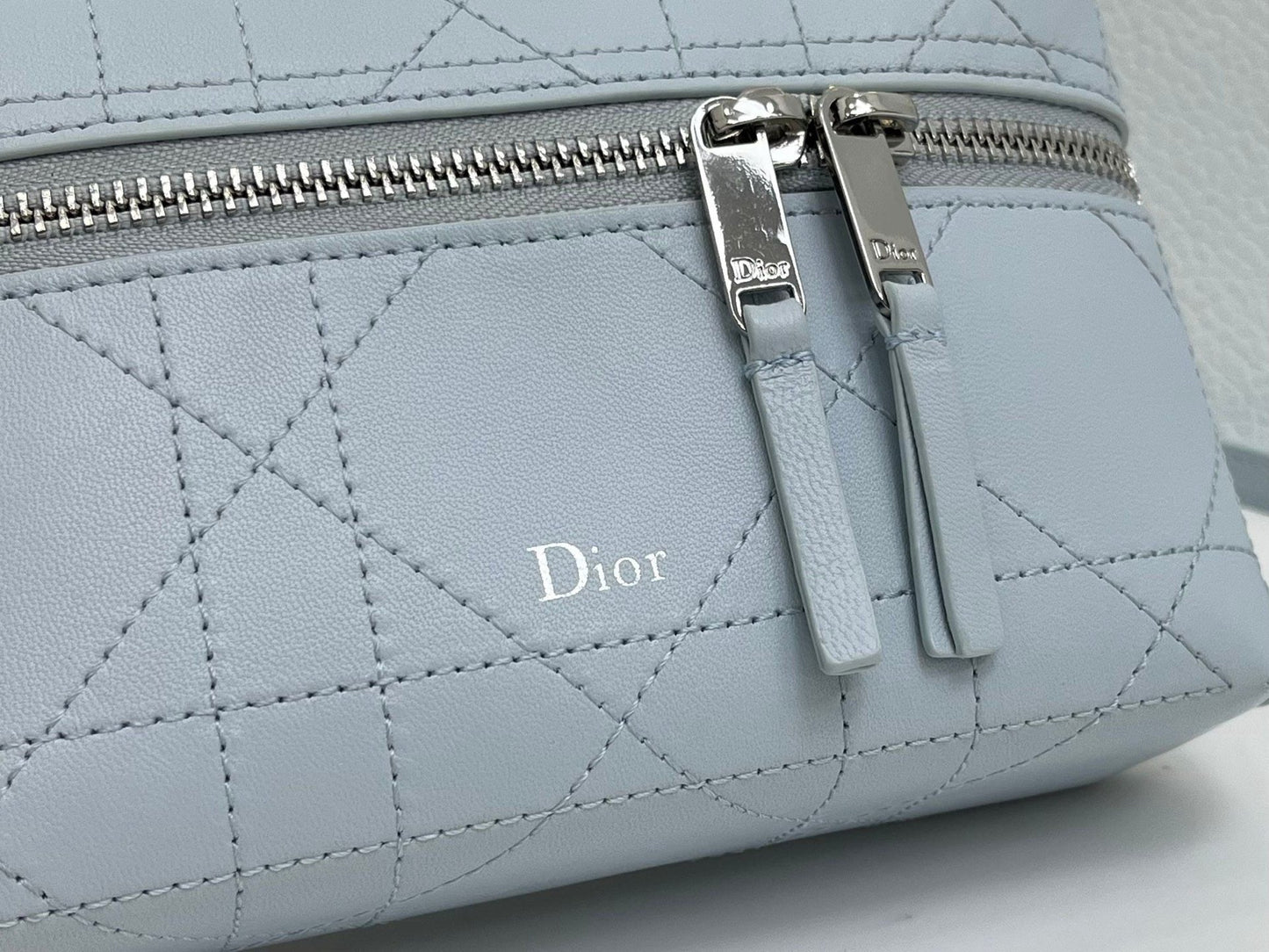 CD Trianon Soft Vanity Mini Bag Light Blue Macrocannage Lambskin