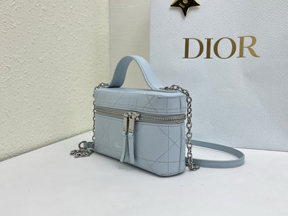CD Trianon Soft Vanity Mini Bag Light Blue Macrocannage Lambskin