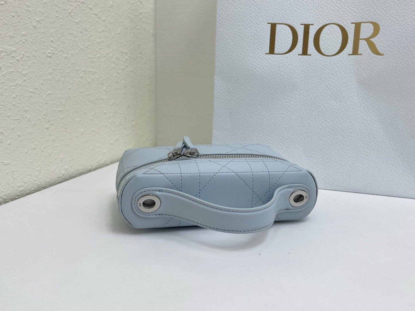CD Trianon Soft Vanity Mini Bag Light Blue Macrocannage Lambskin