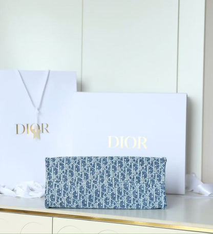 CD Dioriviera Spongy Book Tote Blue Printed Cotton